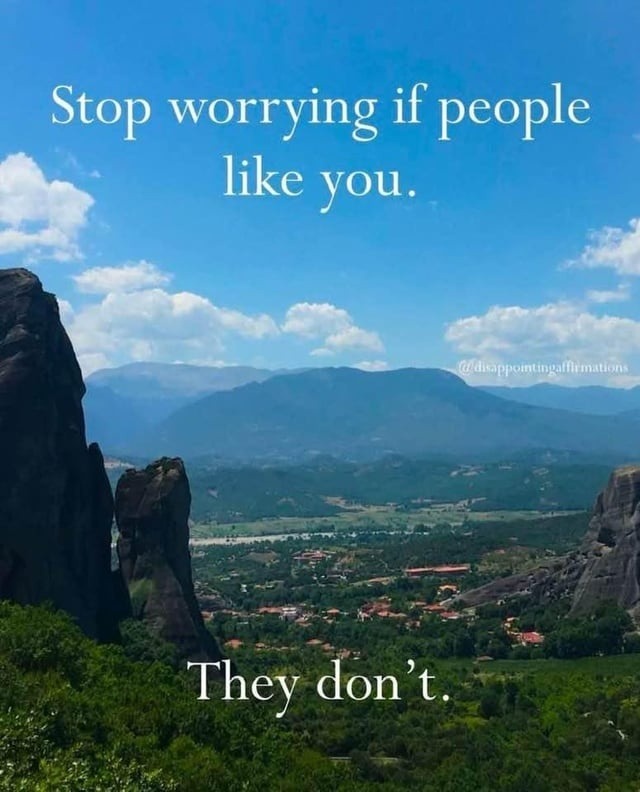Worried if people like you? Stop. They don’t - meme