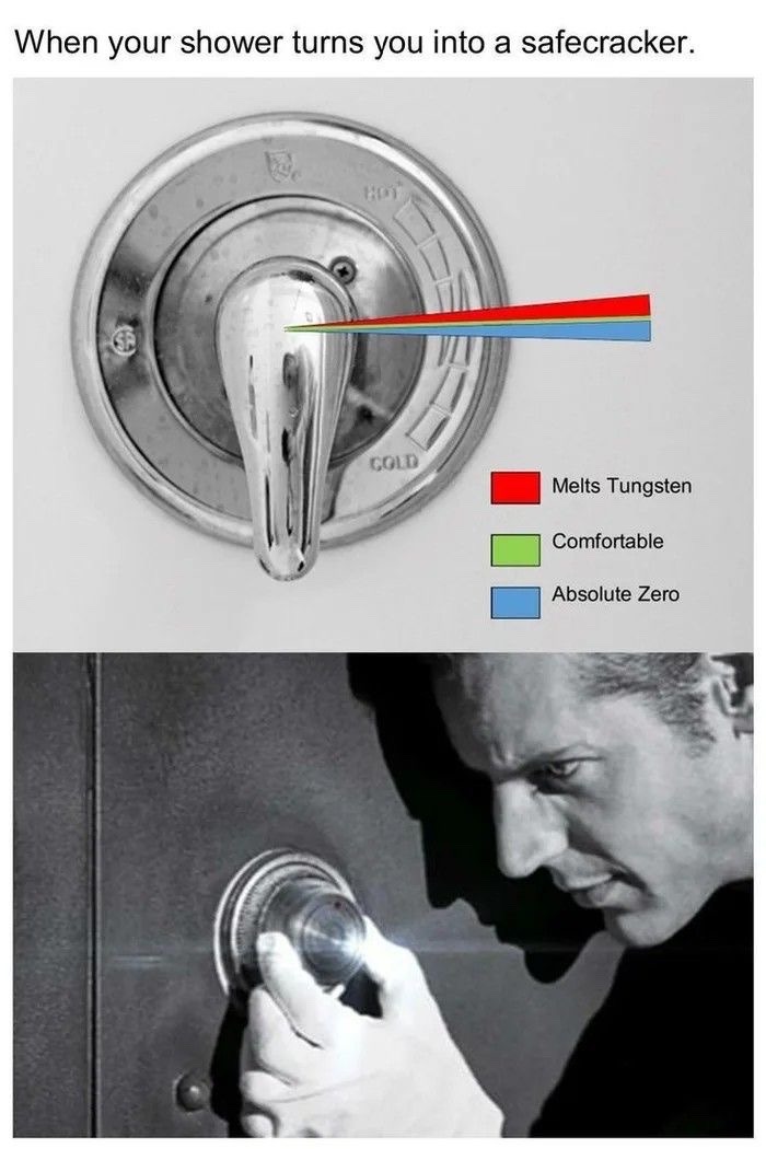 ﻿When your shower turns you into a safecracker: GOlD Melts Tungsten Comfortable Absolute Zero