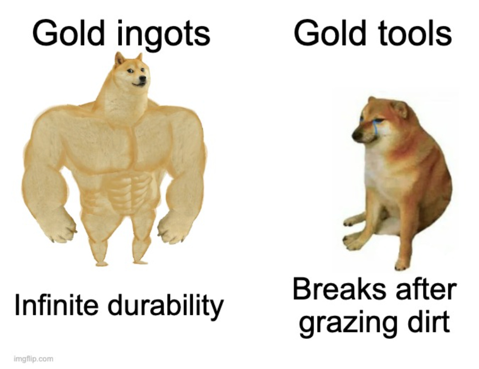 gold in minecraft be like - meme