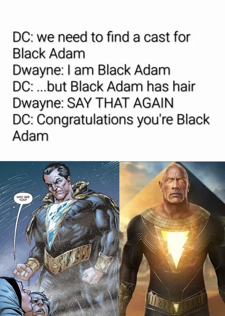 funny black adam meme the rock and in the comics