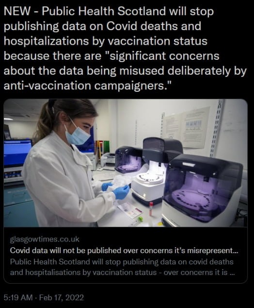 To Public Health Scotland you have no right to know if people dying in hospitals are vaccinated - meme