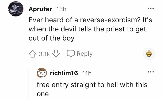 Reverse-exorcism: priest gets kicked out of hell - meme