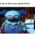 Clown meme looking at the next generation