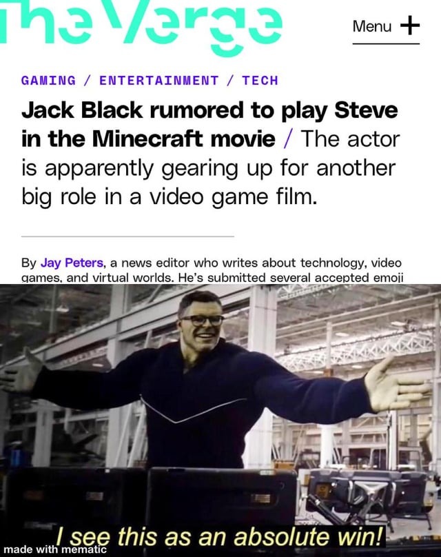 Jack Black to play Steve in the Minecraft movie - meme