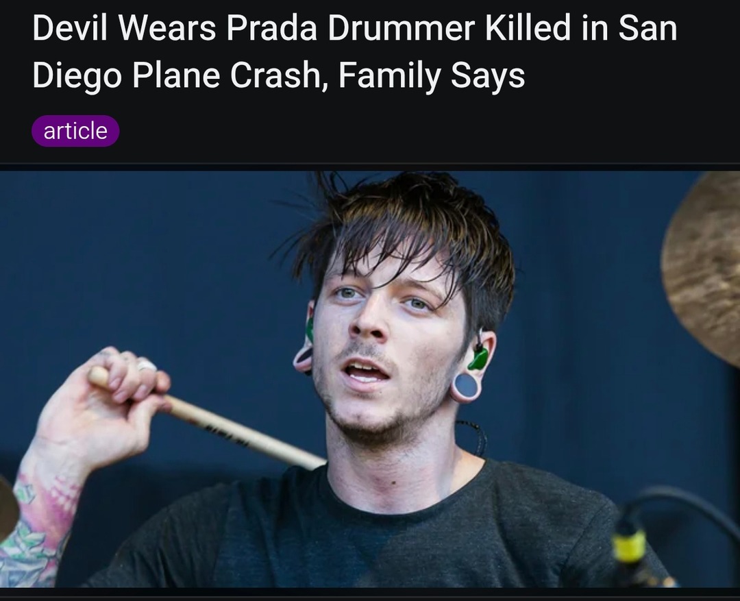 Devil Wears Prada drummer among victims in San Diego crash - meme