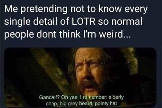 Me pretending I don’t know Gandalf’s shoe size - meme