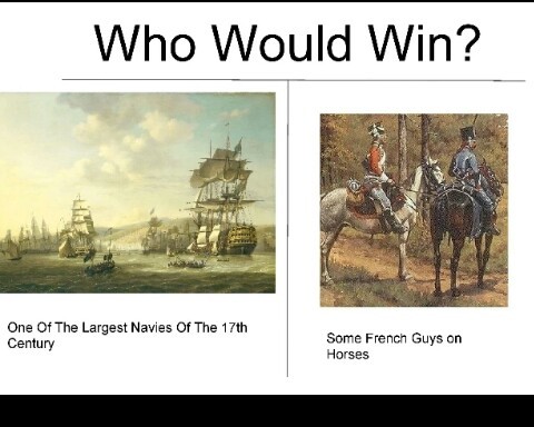 I can't remember the name of the battles but some french cavalry charged ships frozen in a dock - meme