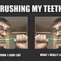 Brushing my teeth