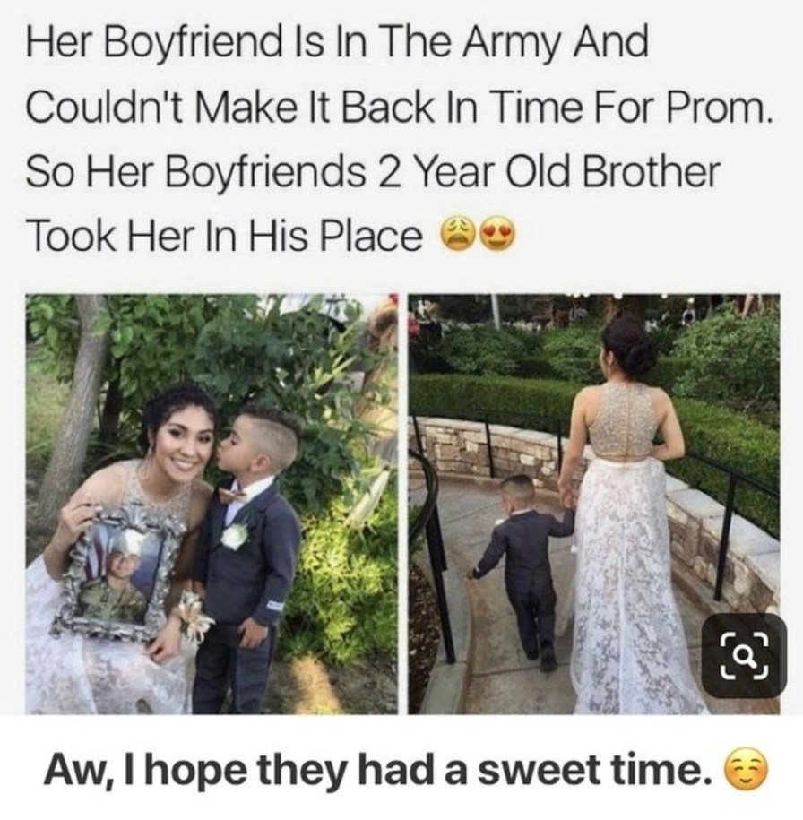 Everyone would go nuts if the guy went to prom with his girlfriend's sister. - meme