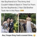 Everyone would go nuts if the guy went to prom with his girlfriend's sister.