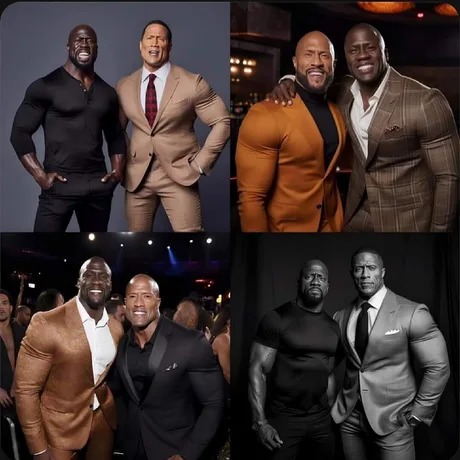 The Rock and Kevin Hart with the same height with AI - meme
