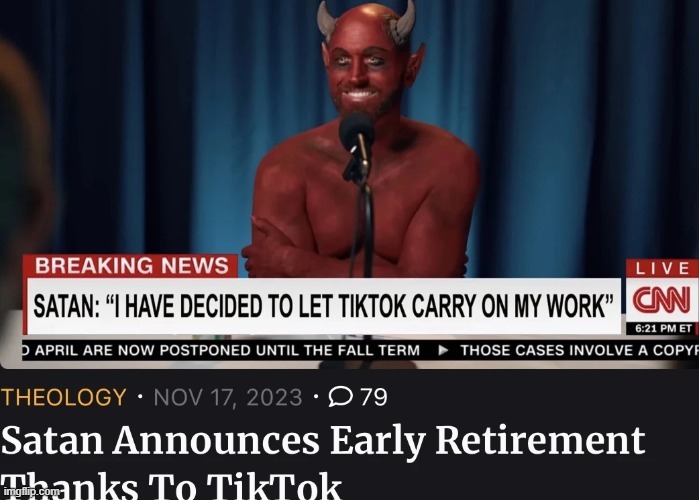 Saatn announces early retirement thanks to TikTok - meme
