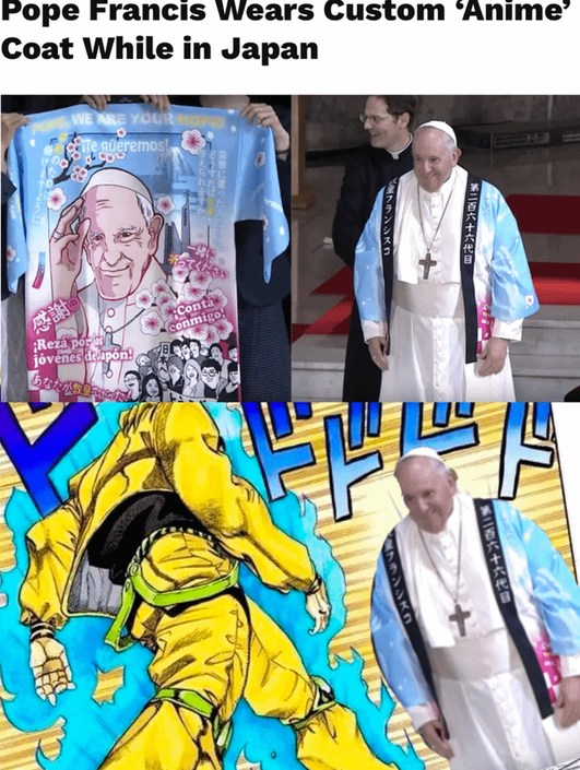 Pope Francis anime coat meme