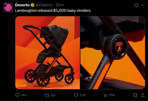 Lamborghini released $5,000 baby strollers - meme
