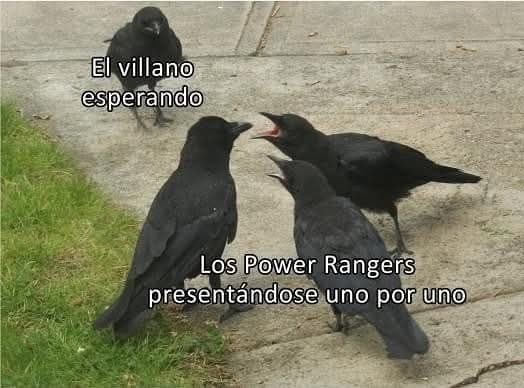 El villano esperando mientras los Power Rangers se presentan uno a uno - meme