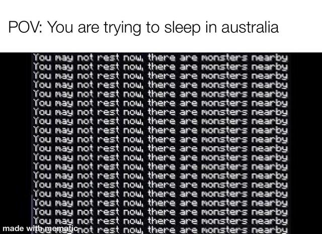 Trying to sleep in Australia - meme