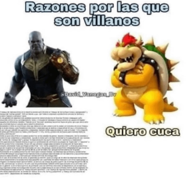 Razones de villanos: Thanos vs Bowser - meme