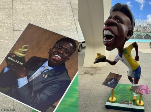 Estatua valenciana de Vinicius jr - meme
