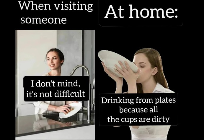 Drinking out of plates hahaha - meme