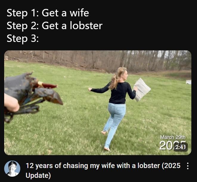 12 years, 1 lobster, 0 regrets - meme