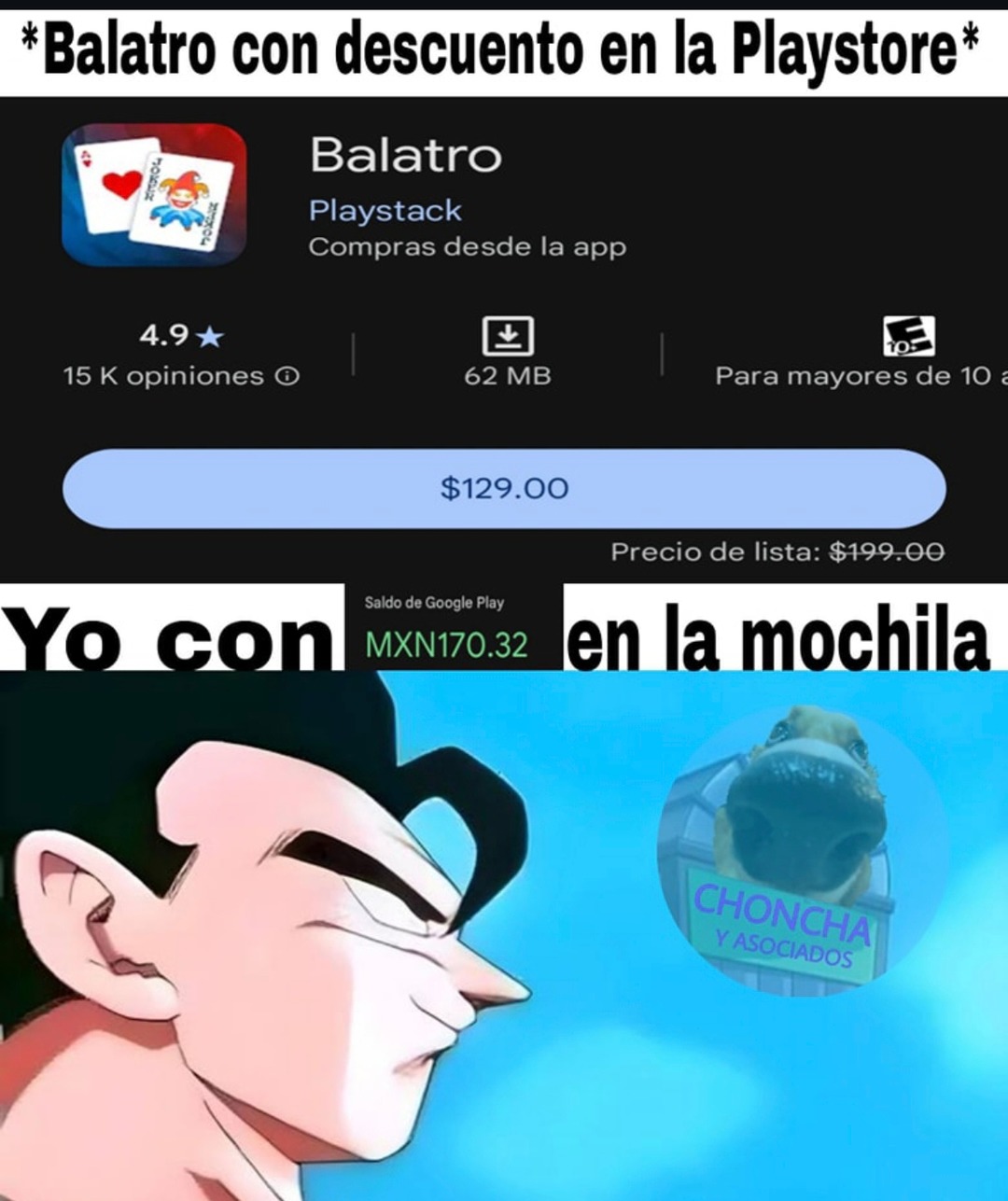 Balatro baratito en la playstore corran - meme