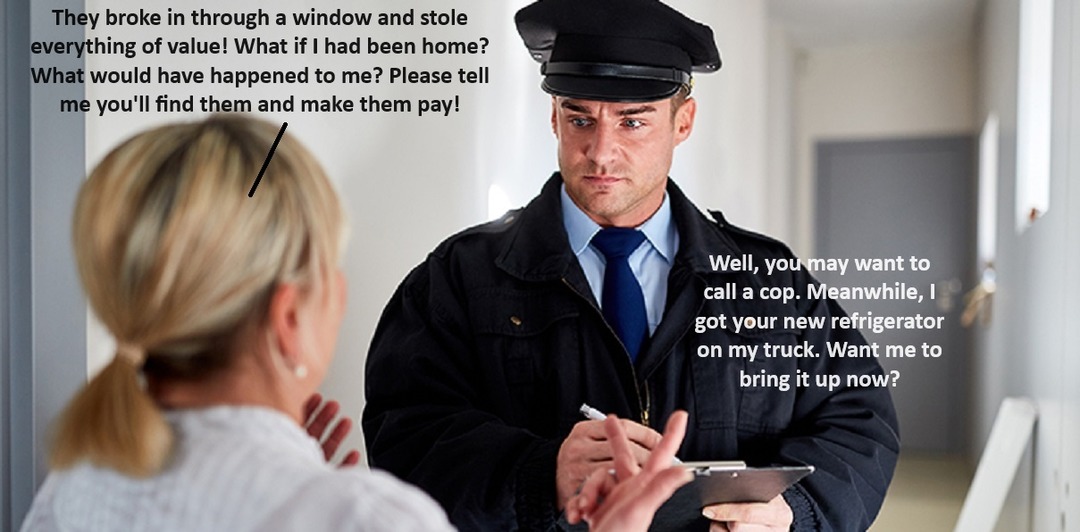 I think I might trust a delivery man more than a cop these days. - meme