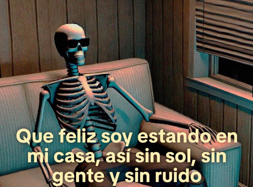 Feliz en casa sin gente, sin ruido y sin sol en la cara - meme