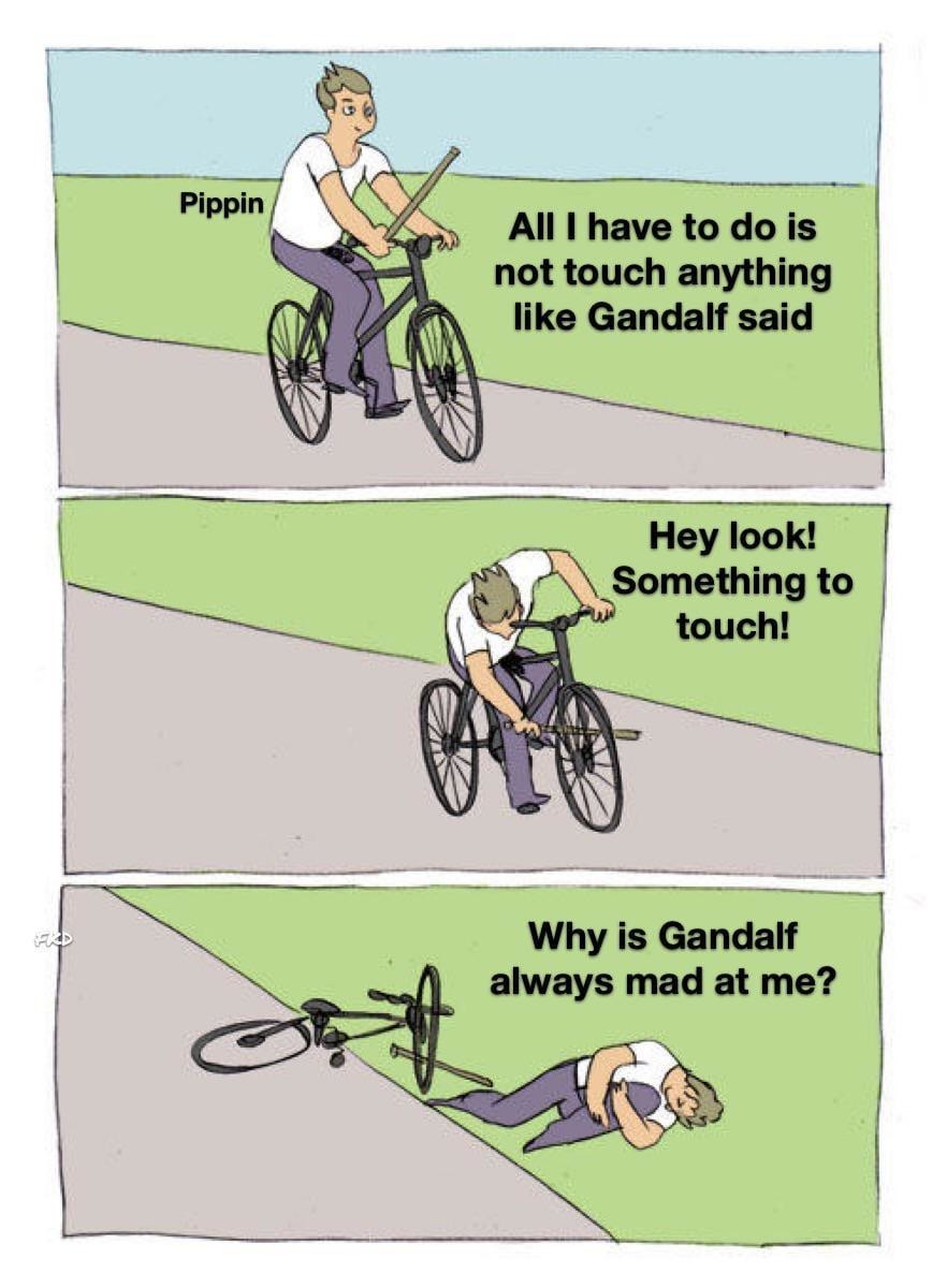 Pippin’s impulse control is Gandalf’s villain origin - meme