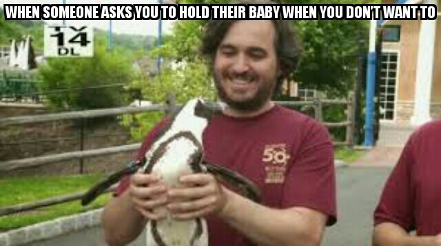 I hate holding people's babies - meme
