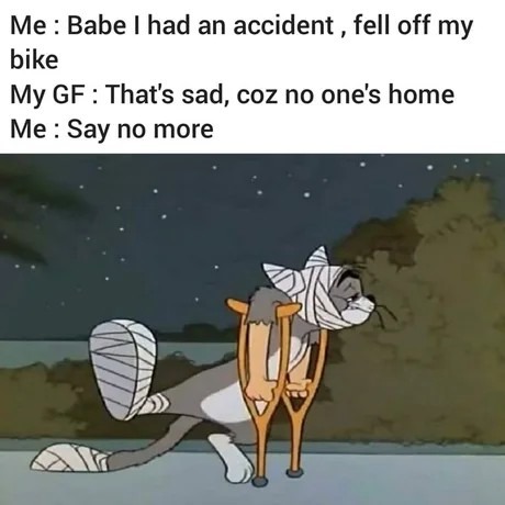When your bike accident turns into an opportunity for drama - meme