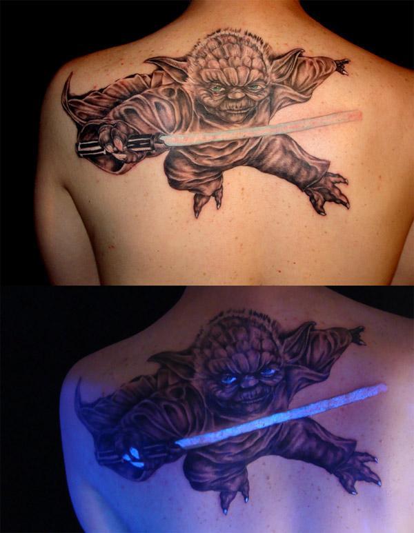 Black light Yoda tattoo - meme