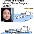 La creatrice du meme "Crying in a puddle" meurt d’un cancer en phase terminale à l’age de 29 ans.