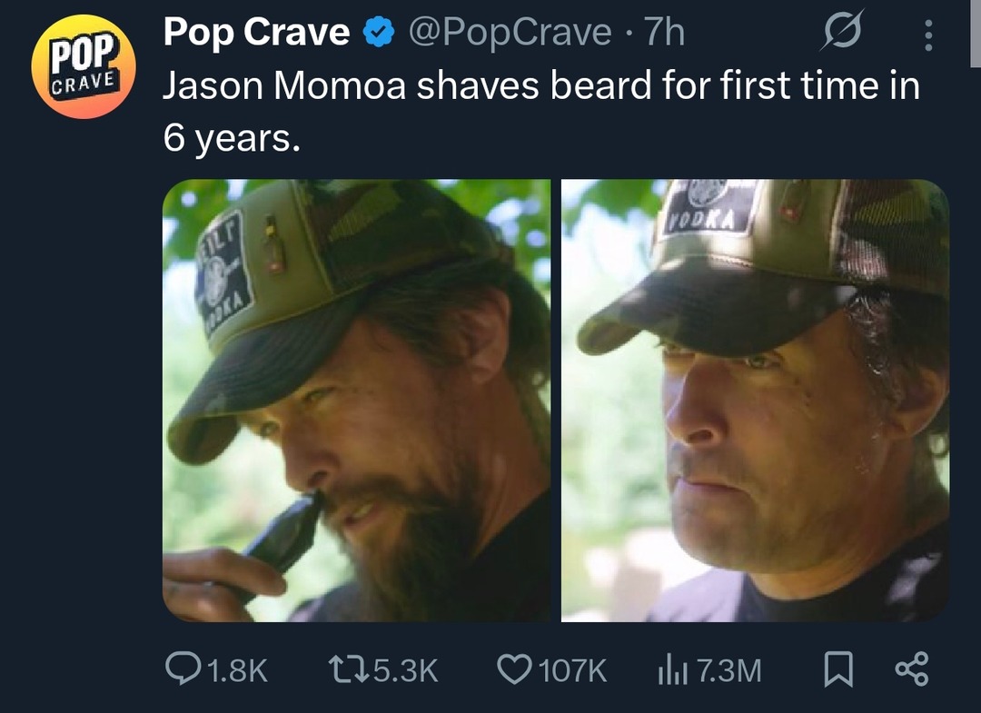 Jason Momoa shaved and now the internet needs a moment - meme