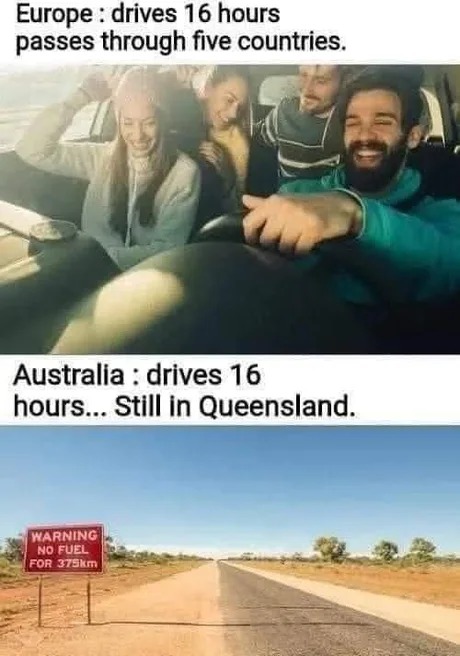 Europe vs Australia roadtrip - meme