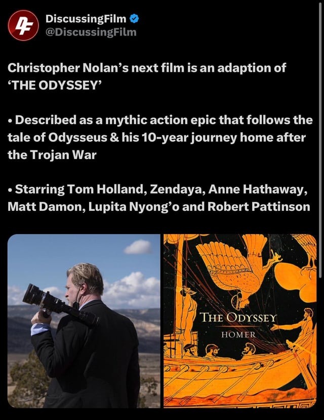 The Odyssey is the new Christopher Nolan movie - meme