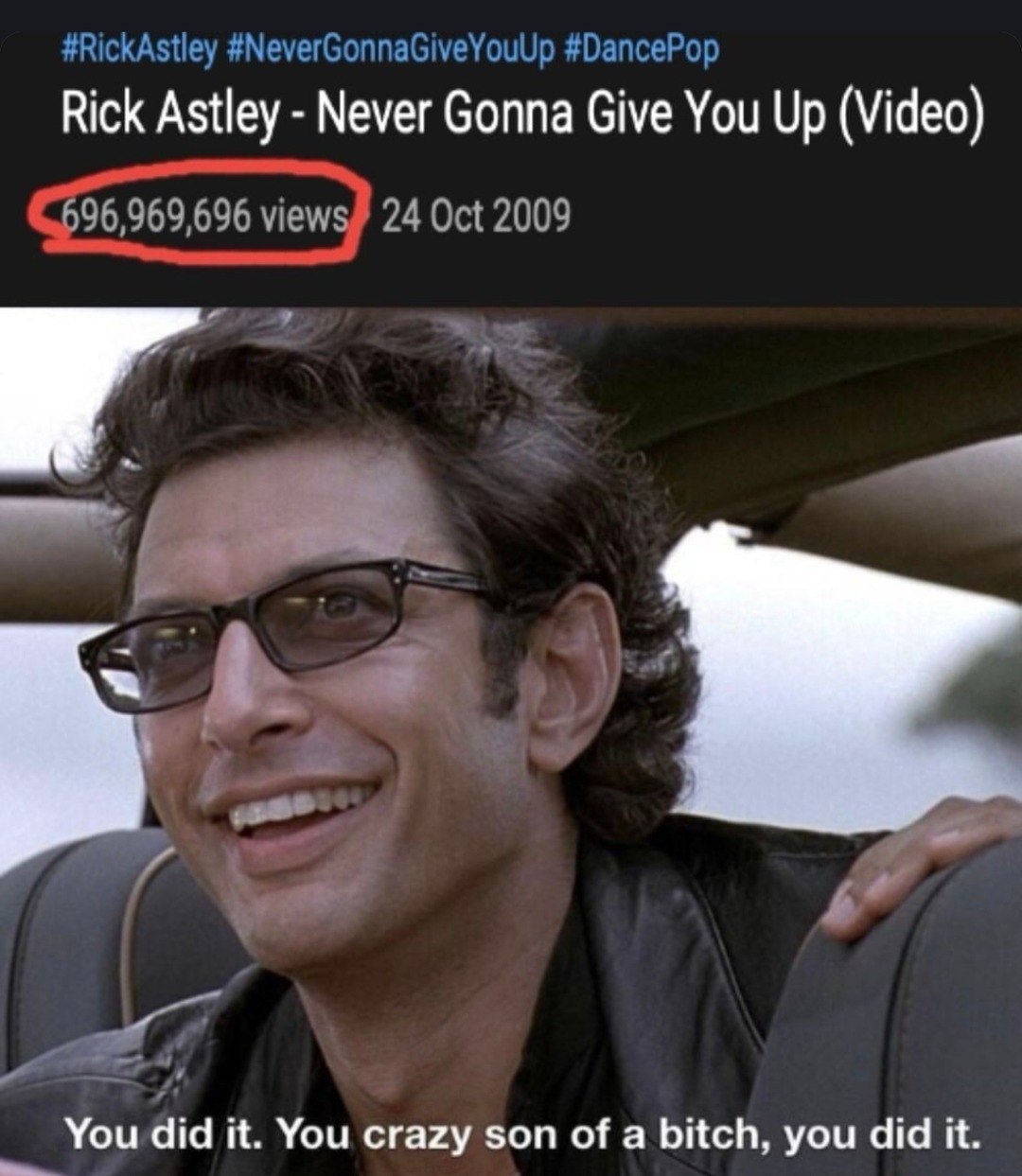 Rick rolled by the GOAT. Again - meme