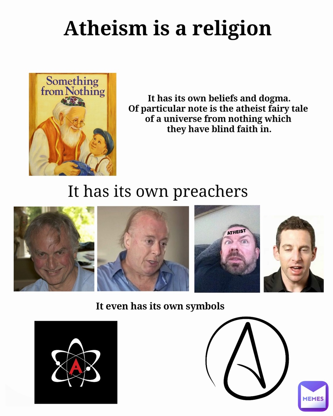 Atheism is a religion - meme