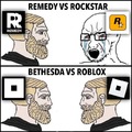 Meme de la polémica del logo R de Remedy y Rockstar