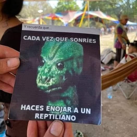 cada vez que sonríes un reptiliano se enoja y eso me motiva - meme