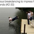 Jesus breakdancing to impress his friends