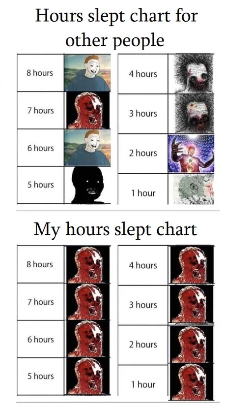 Hours slept chart - meme