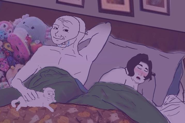Wojak with fat girl after sex meme