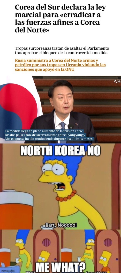 Meme noticia de la ley marcial de Corea del Norte