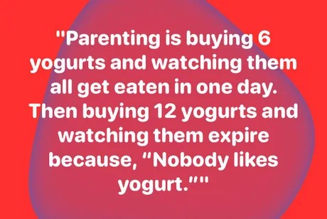 Parenting and yogurts - meme