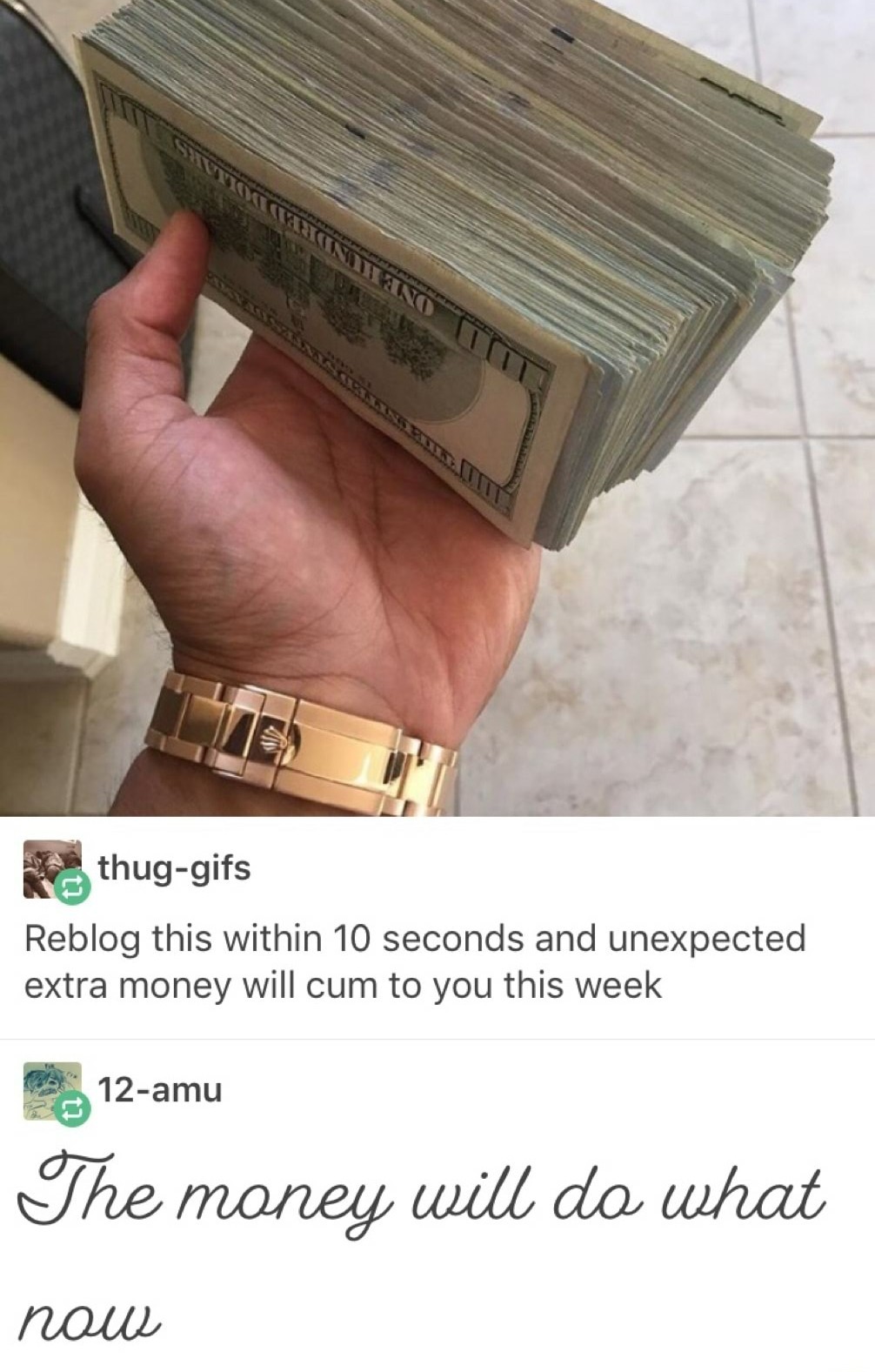 Money makes me cum - meme