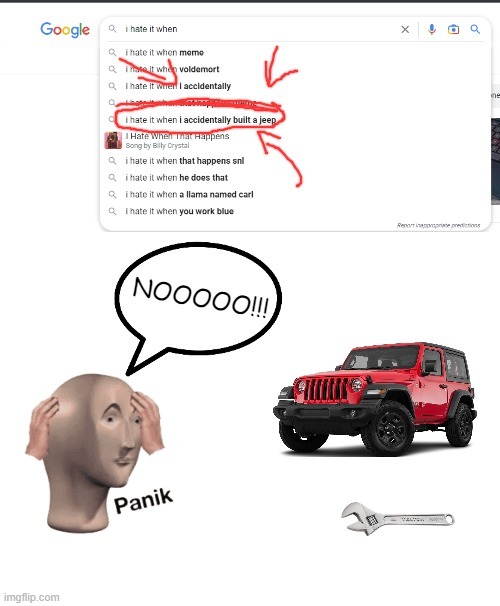oh noo, i made a jeep on ACCIDENT - meme
