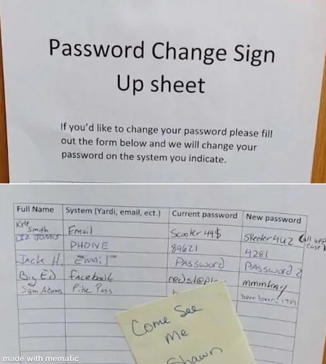 Password change sign - meme