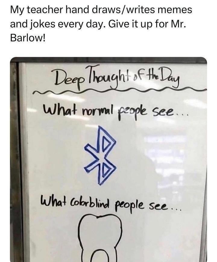 Shoutout to the teacher drawing daily memes like it's a full-time job