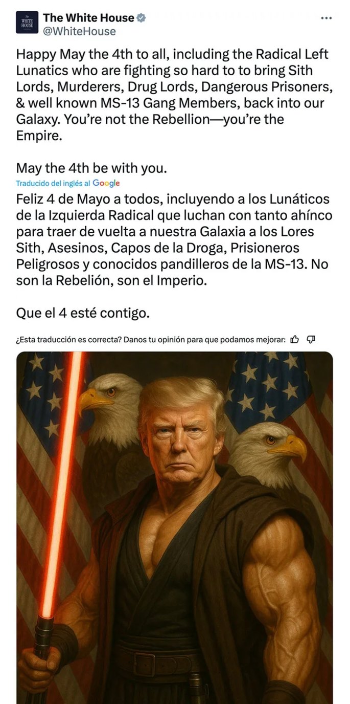 Traducción Google nivel: que la fuerza te acompañe y Hacienda también - meme