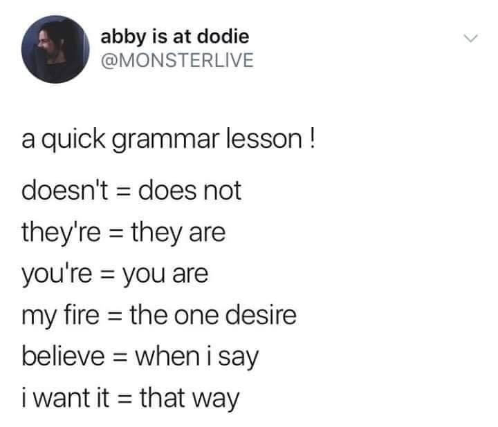 Grammar lessons from backstreet boys - meme